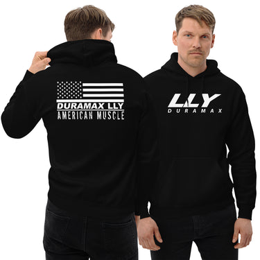 Man wearing LLY Duramax Sweatshirt Hoodie